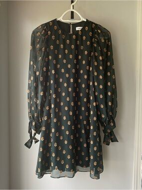 Calvin Klein Green and Gold Polka Dot Dress - sz 4p